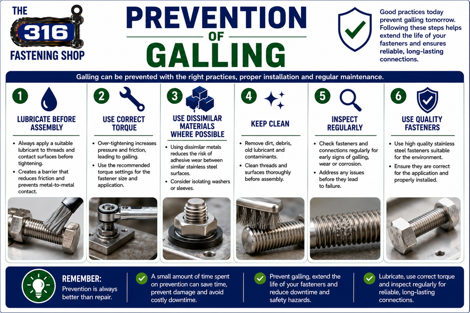 Prevention of Galling in stainless steel fasteners