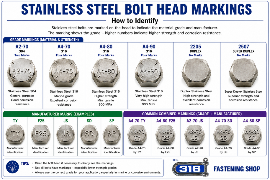 hex head bolt markings 