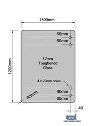 Glass 12mm MR (Hinge) 1300 x 1200