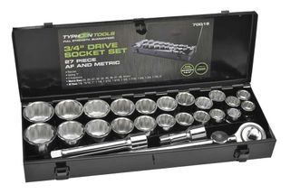SOCKET SET 27 PCE 3/4inch  DR AF AND METRIC