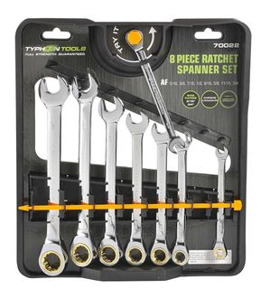 8 PCE RATCHET SPANNER SET AF