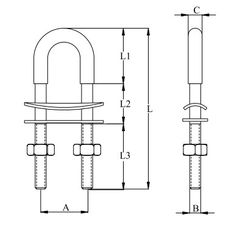 U Bolt Stepped  M8 x 90 316