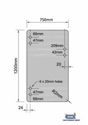 Gate 8mm hinge/latch hole 750 x 1200