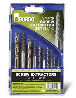 Screw Extractor 10 Pce, L/H Stub Drills