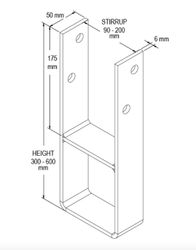 POST SUPPORT - 600 X 90mm - CYCLONIC 304
