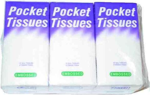 TISSUES 6 PACK, 3 PLY, 10PC