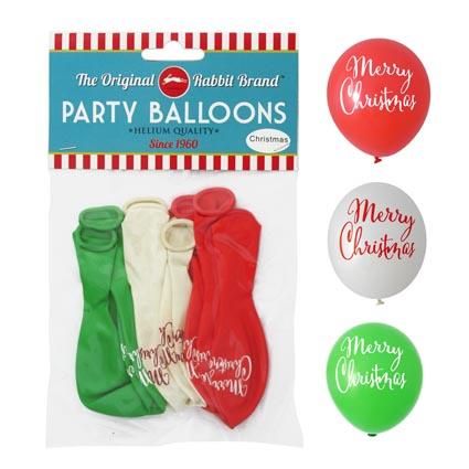 XMAS BALLOONS MERRY XMAS RED/WHITE/GREEN^