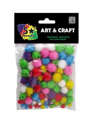 POM POMS GLITTER ASSORTED 100PC