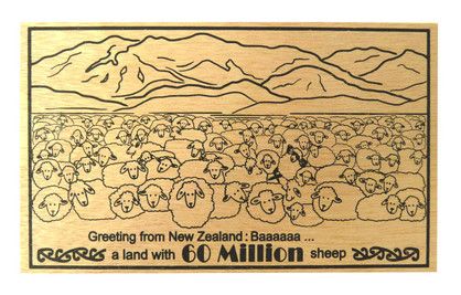 POSTCARD WOODEN 60 MILLION SHEEP