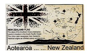 POSTCARD WOODEN NZ FLAG