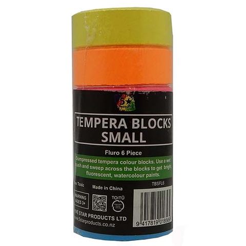 TEMPERA BLOCK SMALL FLURO PACK OF 6