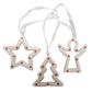 XMAS CERAMIC DECORATIONS 3 SET - WHITE/RED