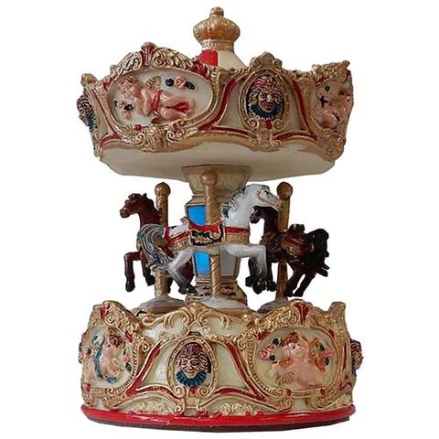 CAROUSEL MUSICAL REVOLVING RED/WH 15CM