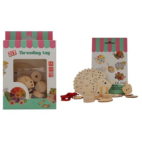 ELF WOODEN THREADING SET HEDGEHOG