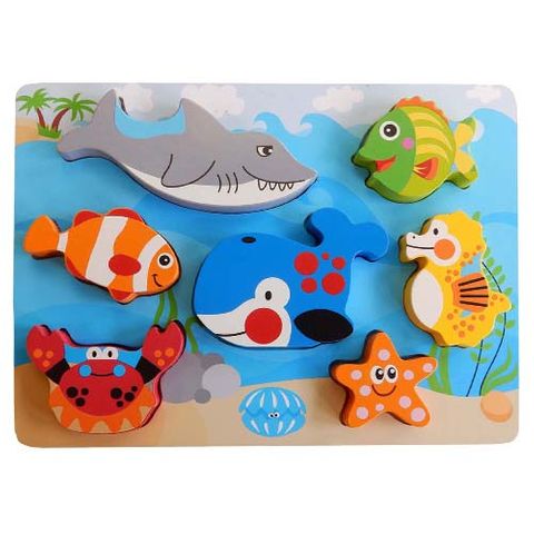 ELF WOODEN CHUNKY PUZZLE 7PCS SEA