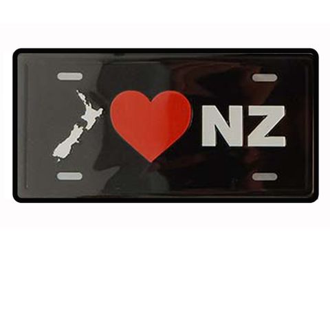 MAGNET LICENCE PLATE SMALL - I LOVE NZ 12X6CM