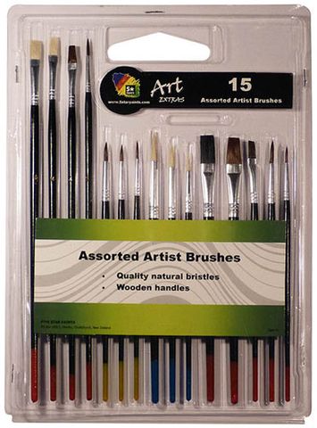 ART EXTRA 15PCS BUDGET BLISTER BRUSH SET^