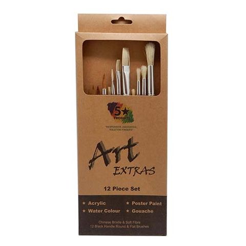 ART EXTRA 12PCS BLK HDLE ASSTD BRUSHSET