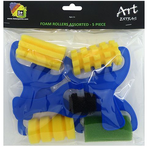 ART EXTRA PATTERN FOAM ROLLERS ASSTD 5PC