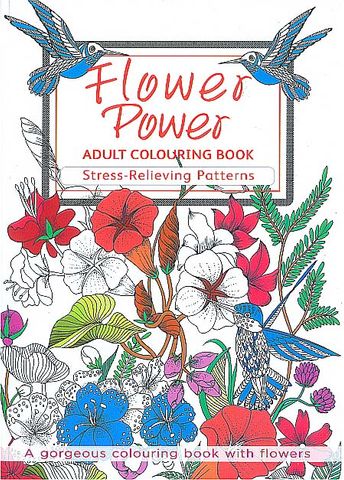 ADULT COLOURING BOOK FLOWER POWER