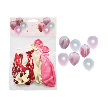 BALLOONS MARBLE & METALLIC PINK 6PC