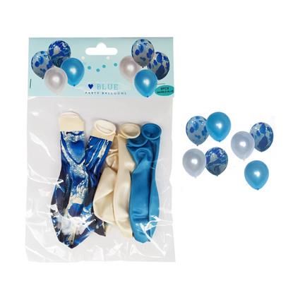 BALLOONS MARBLE & METALLIC BLUE 6PC