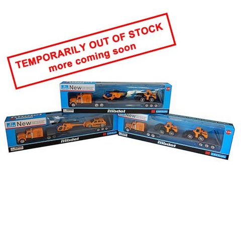 BIG RIG WITH 2 VEHICLES DIE-CAST