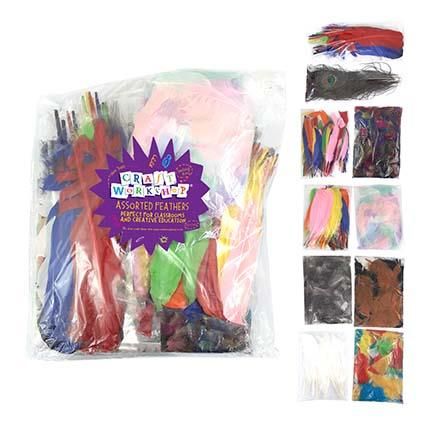 CRAFT VALUE FEATHERS ASST 86 PC^
