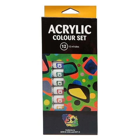 ACRYLIC COLOUR PAINTS - SET OF 12X12 ML