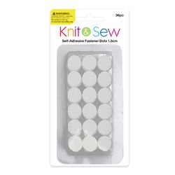 FASTENER WHITE VELCRO DOTS 15MM 36PC