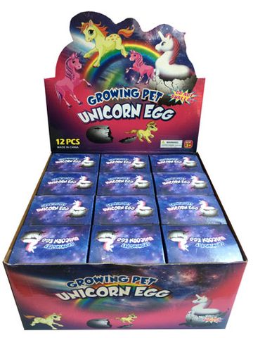 GROWING UNICORN IN EGG DISPLAY OF 12