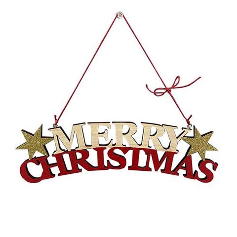 XMAS WOODEN HANGING SIGN MERRY CHRISTMAS