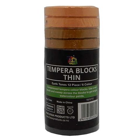 TEMPERA BLOCK THIN EARTH TONES 12PC/6 COL