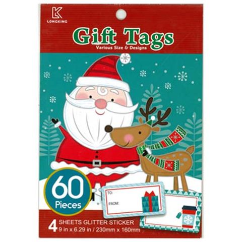 XMAS GIFT TAG STICKER BOOK 60PC^