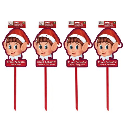 XMAS NAUGHTY ELF FACE GARDEN SIGN 56CM