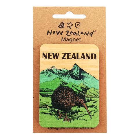 MAGNET NZ KIWI BIRD 7.5 CM WOOD
