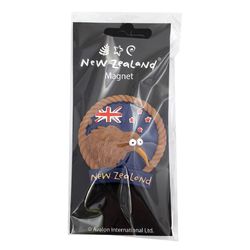 MAGNET NZ KIWI W/FLAG ON B/C^