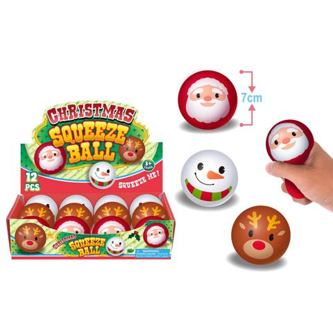 XMAS SQUEEZE BALL 7CM 3ASST