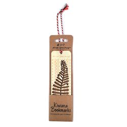 BOOKMARK WOODEN NZ SILVER FERN 13CM