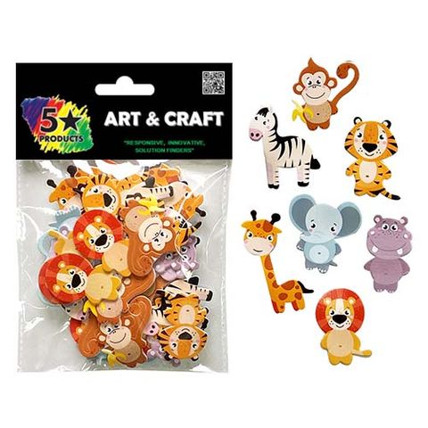 SOFT STICKER WILD ANIMAL 35PC