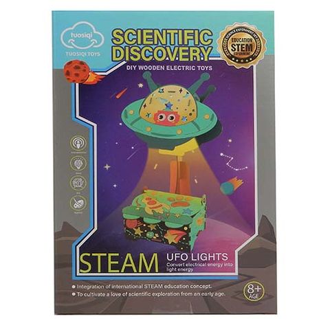 SCIENCE DISCOVERY DIY WOODEN UFO W LIGHTS
