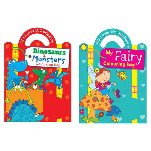 COLOUR & STICKER BOOK DINO/FAIRY