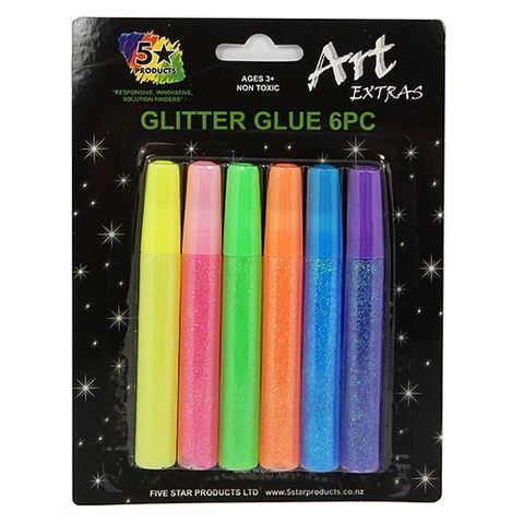 ART EXTRA GLITTER GLUE NEON 6 PC