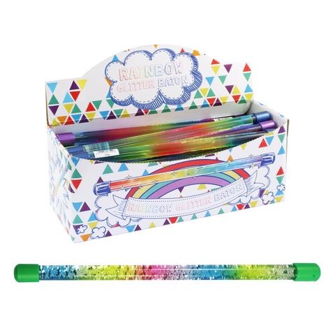 WAND RAINBOW GLITTER 30CM