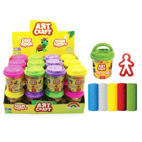 ART CRAFT PLAY DOUGH TUBS 5X20G W/CUTTER