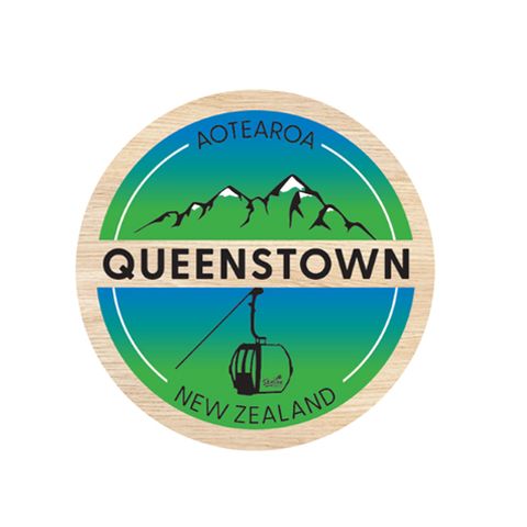 MAGNET QUEENSTOWN OUTLINE ROUND WOODEN 70 MM