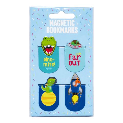 BOOKMARK MAGNETIC DINOS & SPACE 4PC