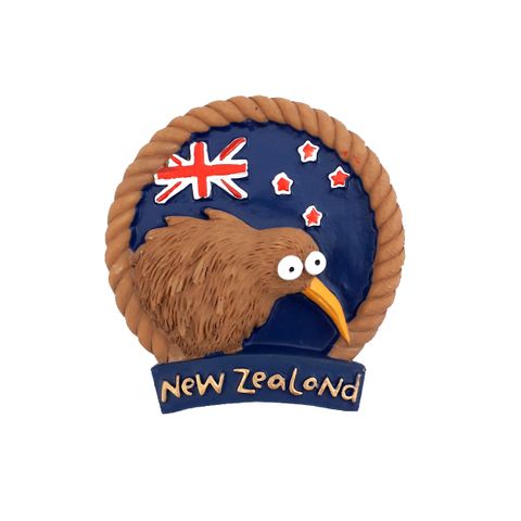 MAGNET NZ KIWI WITH FLAG