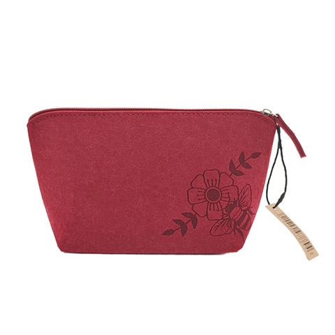 COSMETIC BAG FELT BEE NZ 22CM BURGUNDY