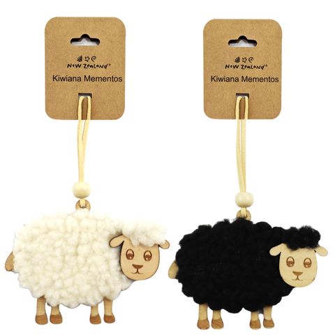 NZ ORNAMENT WOOLLY SHEEP 9CM 2ASST